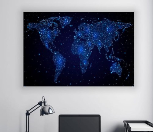 obraz na płótnie canvas NIEBIESKA MAPA ŚWIATA