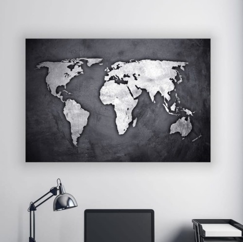 obraz na płótnie canvas SZARA MAPA ŚWIATA
