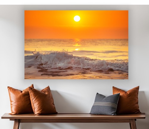 Obraz MORZE FALE na płótnie canvas ZACHÓD SŁOŃCA