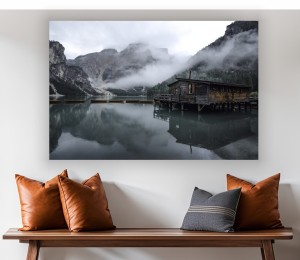 DO SALONU obraz mgła jezioro górskie na płótnie canvas 