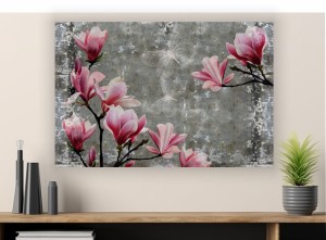 obraz na płótnie canvas magnolia kwiat beton nowoczesny