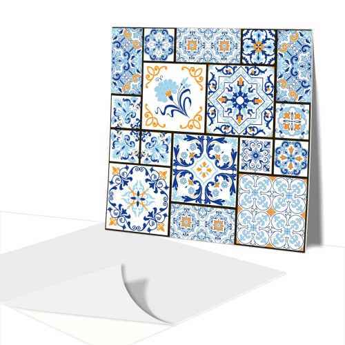 KAFELKI Winylowe Samoprzylepne Na Ścianę Arabski patchwork Błękit