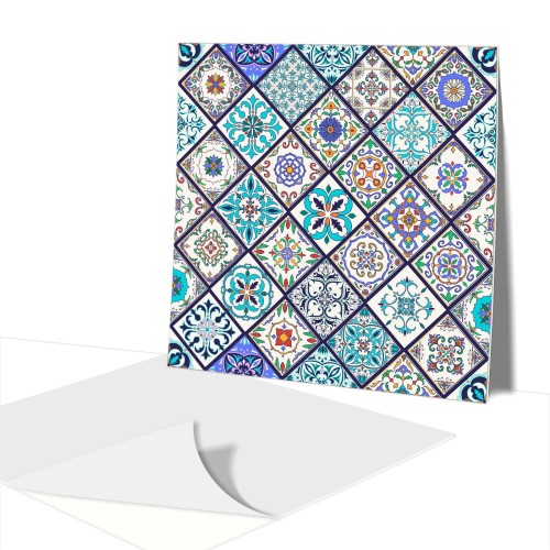 Winylowe Samoprzylepne płytki pcv patchwork niebieski morski
