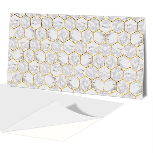 samoprzylepny Panel winylowy 100x50 PCV Złote Heksy Marmur
