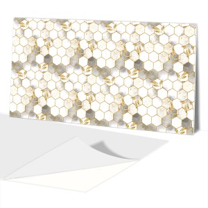Panel Dekoracyjny 100x50 PCV  Złote Heksy Liście