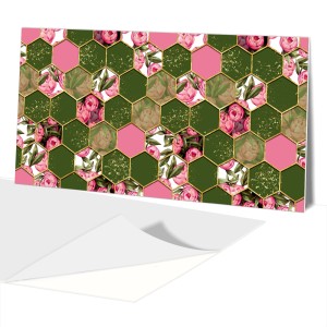 Panel Dekoracyjny 100x50 PCV  Heksagon Róż Kwiaty