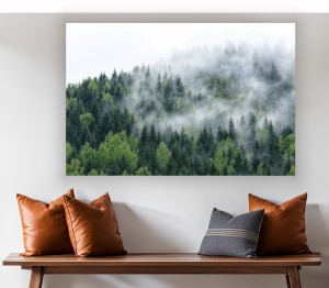 obraz na płótnie canvas MGŁA WZGÓRZA DRZEWA