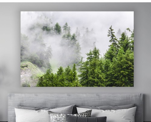 obraz na płótnie canvas Las Szczyty Mgła