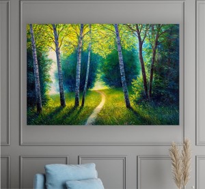 obraz na płótnie canvas las brzozy jak malowany