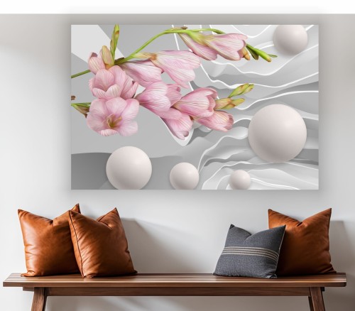 obraz na płótnie canvas KWIATY SZAROŚĆ