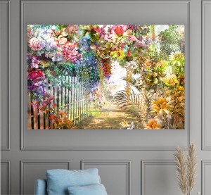 obraz na płótnie canvas kwiaty aleja pejzaż