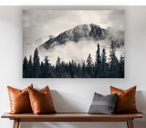 NOWOCZESNY obraz na płótnie Góra We Mgle las drzewa 