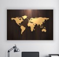 ZŁOTA MAPA ŚWIATA obraz na płótnie canvas do salonu 