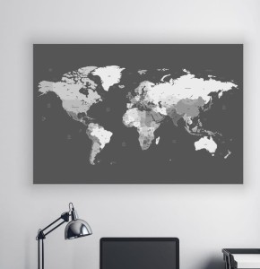 MAPA ŚWIATA SZAROŚĆ obraz na płótnie canvas 