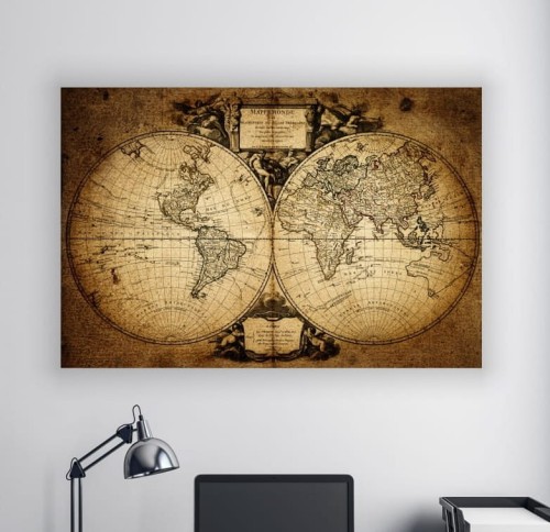 MAPA ŚWIATA VINTAGE obraz na płótnie DO SALONU 