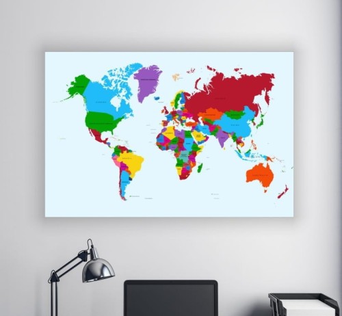 TRADYCYJNA MAPA obraz na płótnie canvas KOLORY ŚWIAT 