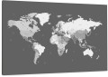 Tablica Korkowa SZARA MAPA ŚWIATA - PINEZKI GRATIS 