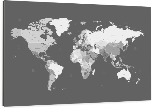 Tablica Korkowa SZARA MAPA ŚWIATA - PINEZKI GRATIS 