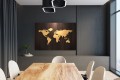 MAPA OBRAZ KORKOWY mapa świata gold na drewnie