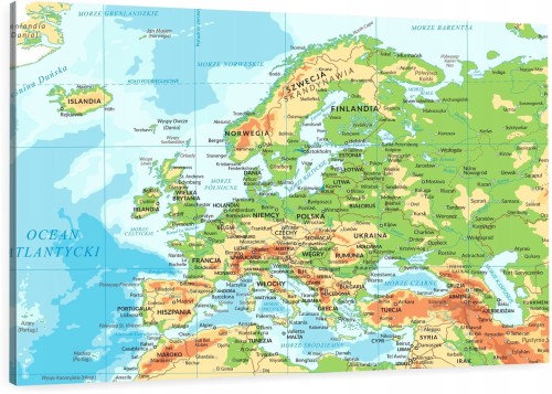 Obraz korkowy MAPA EUROPY PO POLSKU na ścianę 