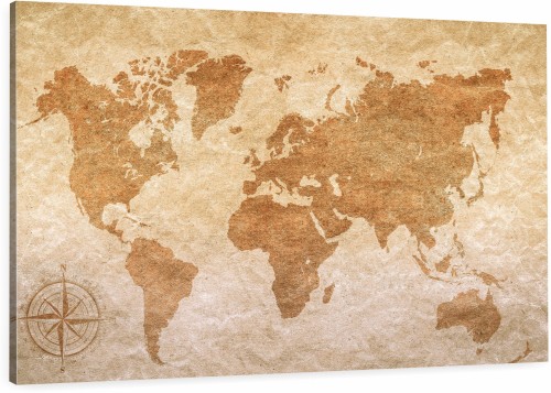 OBRAZ NA KORKU mapa świata w stylu vintage 