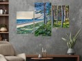 OBRAZ MORZE BAŁTYK PLAŻA LAS NA ŚCIANĘ CANVAS DO SYPIALNI TRYPTYK