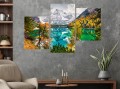 Obraz jezioro w górach Braies TRYPTYK do salonu canvas