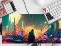 MATA na biurko gamingowa CYBERPUNK miasto nocą DLA GRACZY