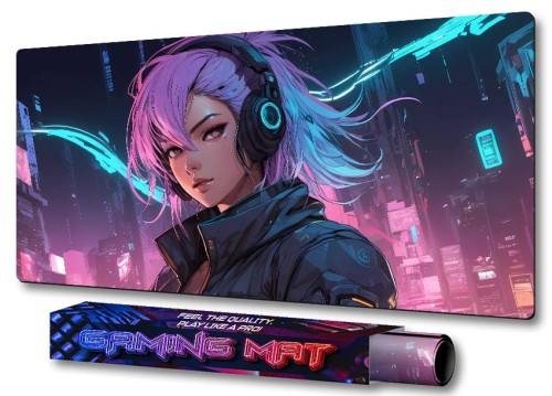 Podkładka Pod Mysz Dla Graczy CYBERPUNK PINK GIRL ANIME