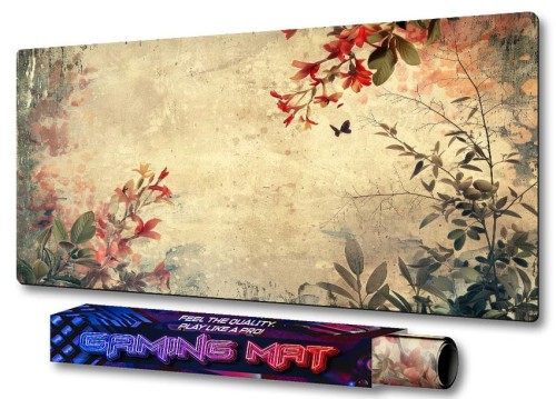 MATA GAMINGOWA NA BIURKO kwiaty rośliny vintage retro