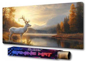 PODKŁADKA GAMINGOWA NA BIURKO fantasty BIAŁY JELEŃ