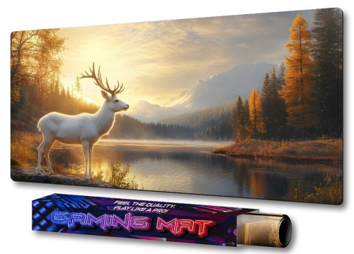 PODKŁADKA GAMINGOWA NA BIURKO fantasty BIAŁY JELEŃ