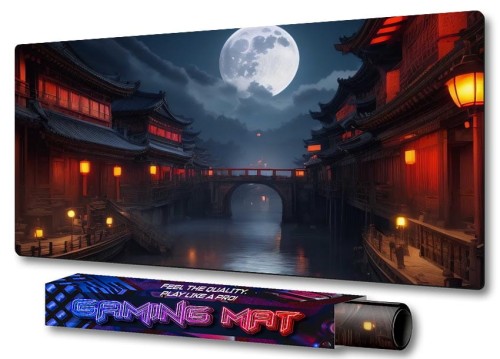 PODKŁADKA NA BIURKO GAMING SPACER CHIŃSKIM MIASTECZKIEM NOCĄ