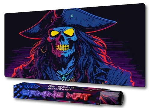 PODKŁADKA NA BIURKO GAMING Neon Retrowave Piracki Kapitan 