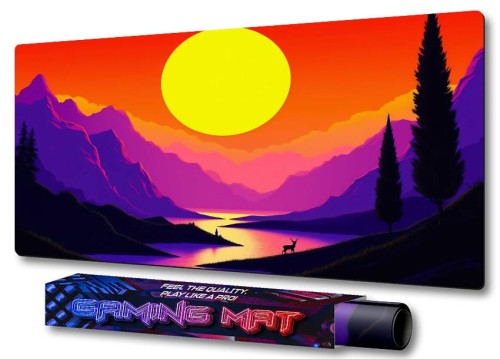 PODKŁADKA NA BIURKO GAMING Sunset Forest Synthwave