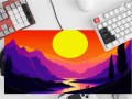 PODKŁADKA NA BIURKO GAMING Sunset Forest Synthwave
