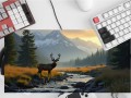 PODKŁADKA NA BIURKO GAMING Jeleń Przy Rzece Las Iglasty 