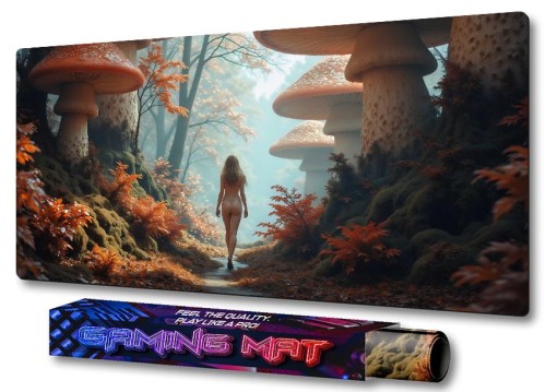 PODKŁADKA NA BIURKO GAMING Kobieta Wsród Magicznych Grzybów 