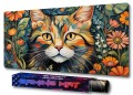 PODKŁADKA NA BIURKO GAMING Malowany Kwiatowy Pejzaż Cat