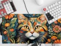 PODKŁADKA NA BIURKO GAMING Malowany Kwiatowy Pejzaż Cat