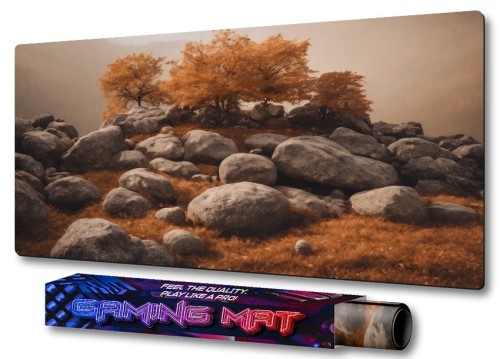 PODKŁADKA NA BIURKO GAMING Rocks On Cliff With Brown Trees