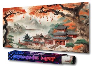 PODKŁADKA NA BIURKO GAMING Japan Village Nad Stawem Drzewka Sakura 