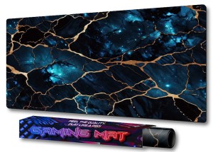 PODKŁADKA NA BIURKO GAMING Dark-Gold Wave Navy marble