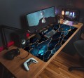 PODKŁADKA NA BIURKO GAMING Dark-Gold Wave Navy marble