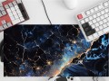 PODKŁADKA NA BIURKO GAMING Błękitny Pękający Marmur Złote Zdobienia 