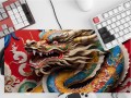 PODKŁADKA NA BIURKO GAMING Chiński Malowany Smok China Style