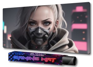 PODKŁADKA NA BIURKO GAMING Anime Cyberpunk Girl With White Hair