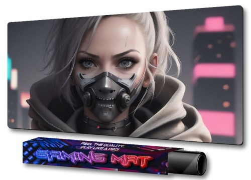 PODKŁADKA NA BIURKO GAMING Anime Cyberpunk Girl With White Hair