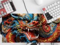 PODKŁADKA NA BIURKO GAMING Chiński Znak Zodiaku Niebieśko Złoty Smok