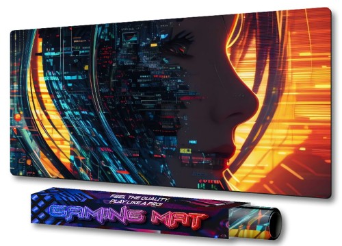 PODKŁADKA NA BIURKO GAMING Cyberpunk Hacked Girl Avatar 